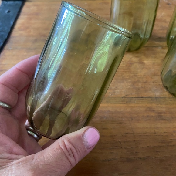 4 Vintage Anchor Hocking Avocado Green Juice Glasses - Picture 2 of 5